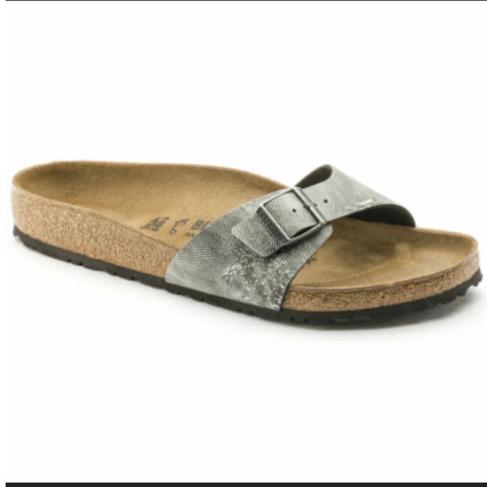 Birkenstock | NEW Madrid Washed Out Jeans Silver Sandals, Size 35 EU / 5 US‎